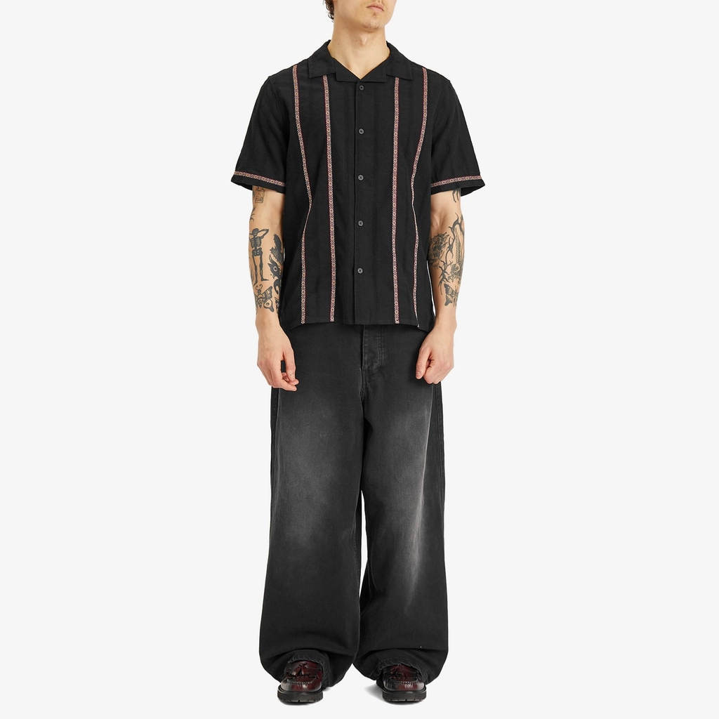 Wax London Men's Didcot Stripe Dobby Shirt Black/Multi